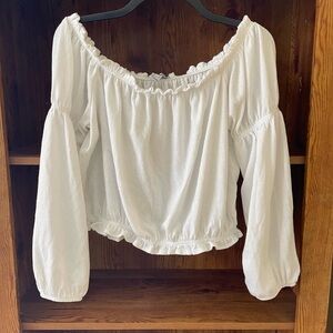 Revamped White Ruffle Off-Shoulder Blouse